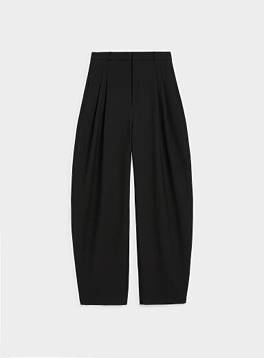 Edito par Simons Black Double-pleated barrel-leg pant for women