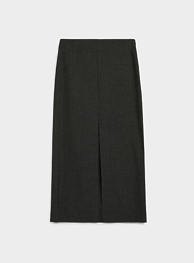 Edito par Simons Charcoal Centre-slit pencil skirt for women