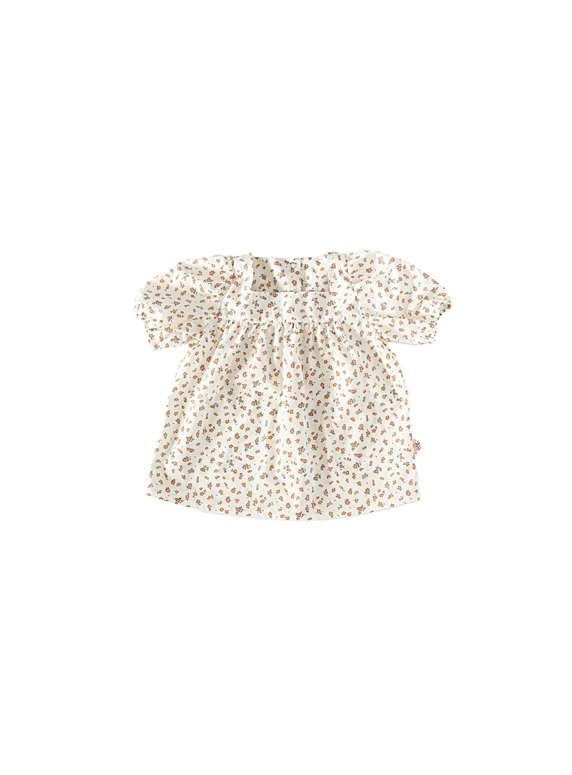 Les petites natures: La blouse manches courtes bouffantes 12-18 mois à 5-6 ans Blanc à motifs