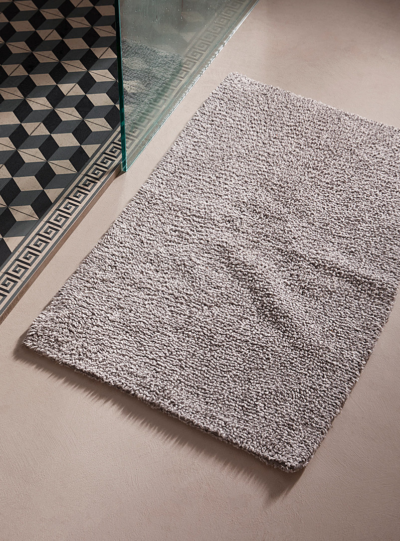 Simons Maison: Le tapis de bain réversible coton recyclé deux tons 50 x 80 cm Gris à motifs