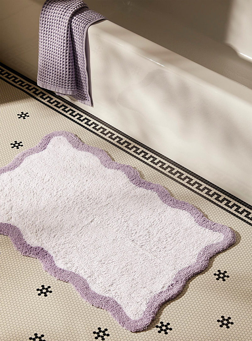 Simons Maison: Le tapis de bain bordure ondoyante 50 x 80 cm Pourpre à motifs