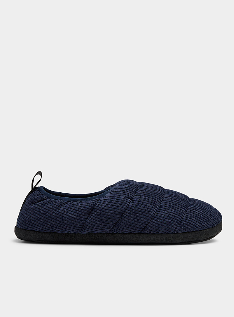 Simons Marine Blue Corduroy quilted slippers Men for men