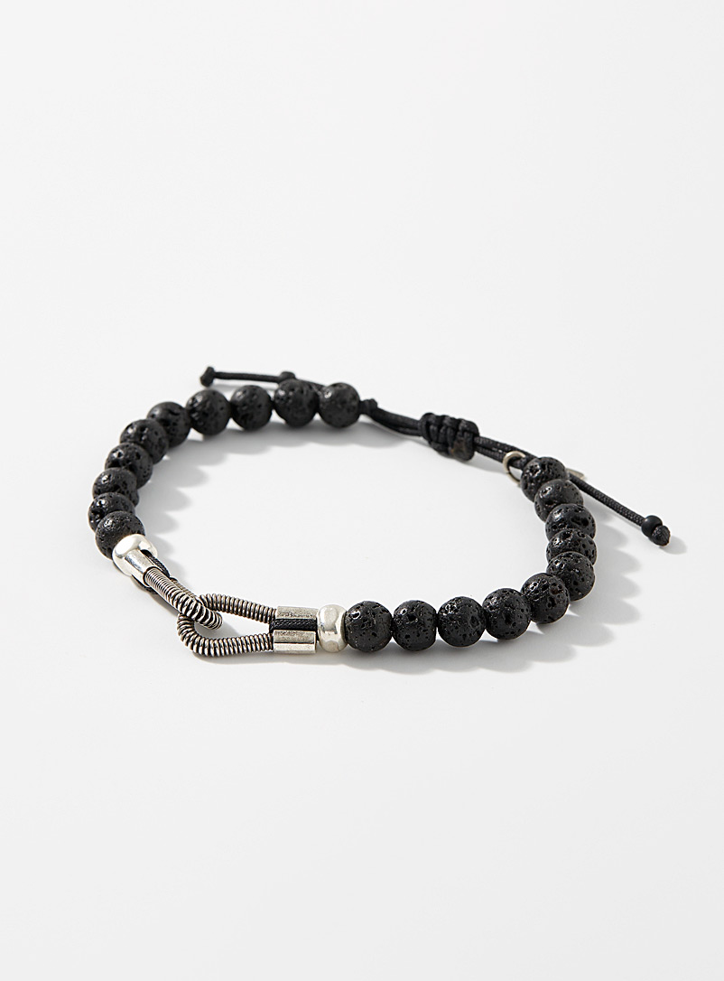 Sing a Song Black Bass string and stone bracelet for men