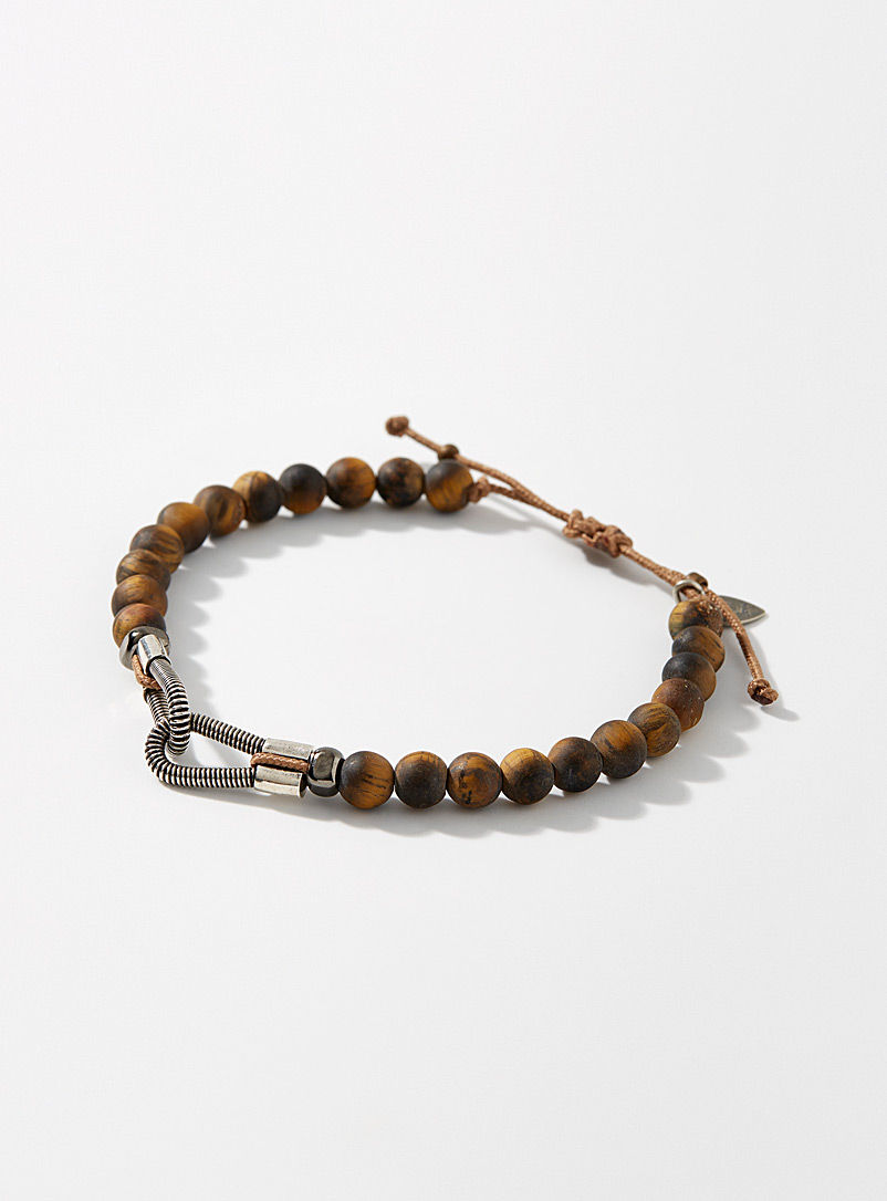 Sing a Song Brown Bass string and stone bracelet for men