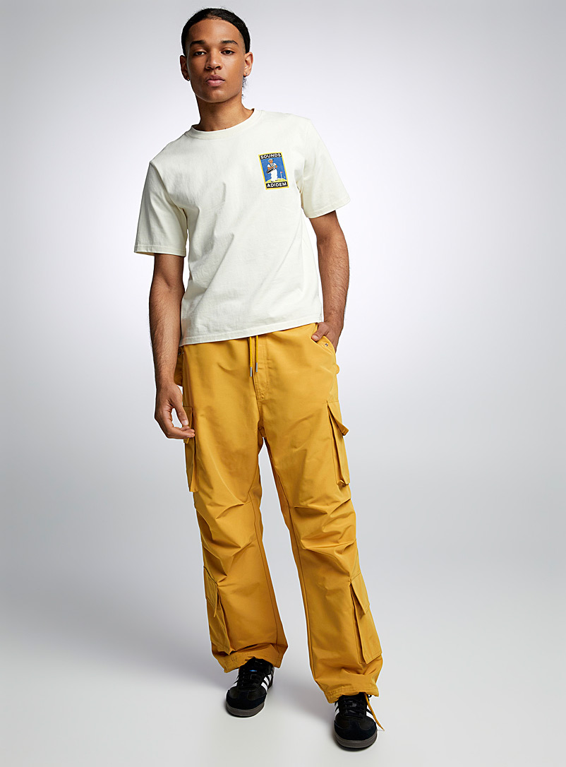 Adidem Asterisks: Le pantalon cargo nylon jaune moutarde Cuivre - Rouille pour homme