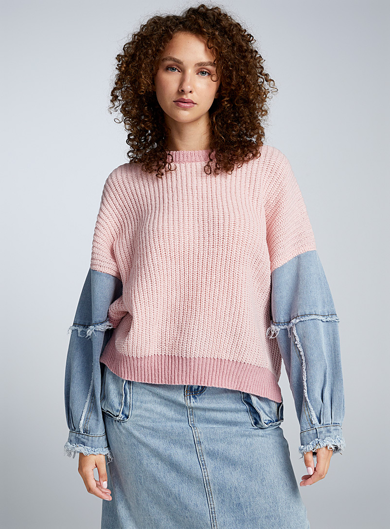 Denim sleeves two-tone knit sweater, Twik, Shop Women's Sweaters and  Cardigans Fall/Winter 2019