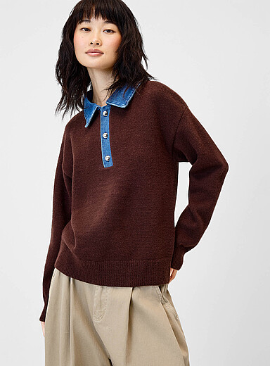 Le chandail col polo denim
