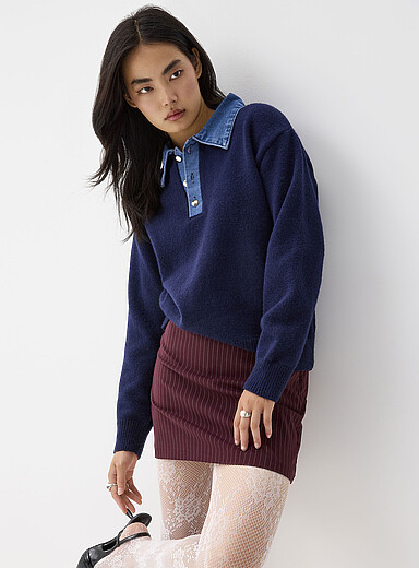 Le chandail col polo denim