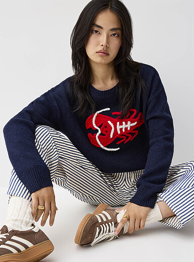 Embroidered lobster sweater
