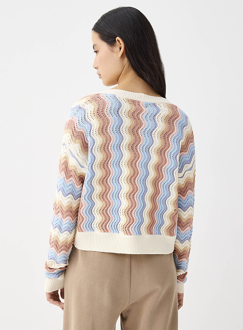 Twik: Le cardigan vagues pastel Bleu &agrave; motifs pour femme