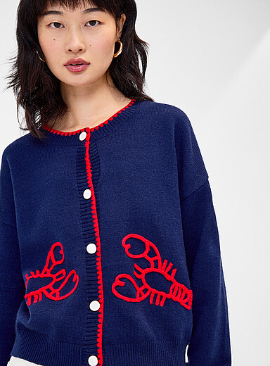 Le cardigan homards brod&eacute;s