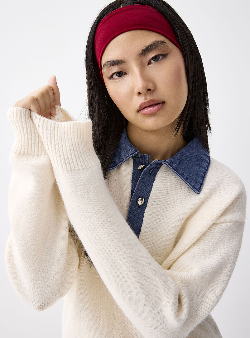 Denim polo collar sweater product image 2