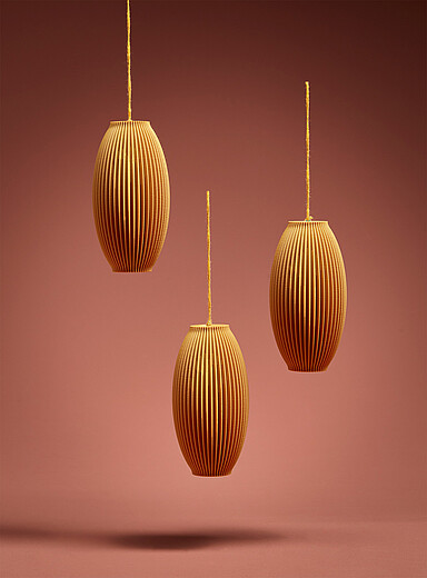 Elongated grooved 3D-printed ornaments Set of 3 <b>Christmas Collection</b>