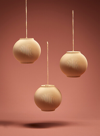 Les ornements impression 3D boules rainur&eacute;es Ensemble de 3 <b>Collection de No&euml;l</b>