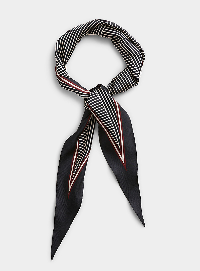 Le 31 Patterned Black Contrast geometric neckerchief for men