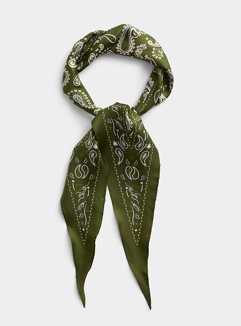 Le 31 Green Colourful paisley silk neckerchief for men