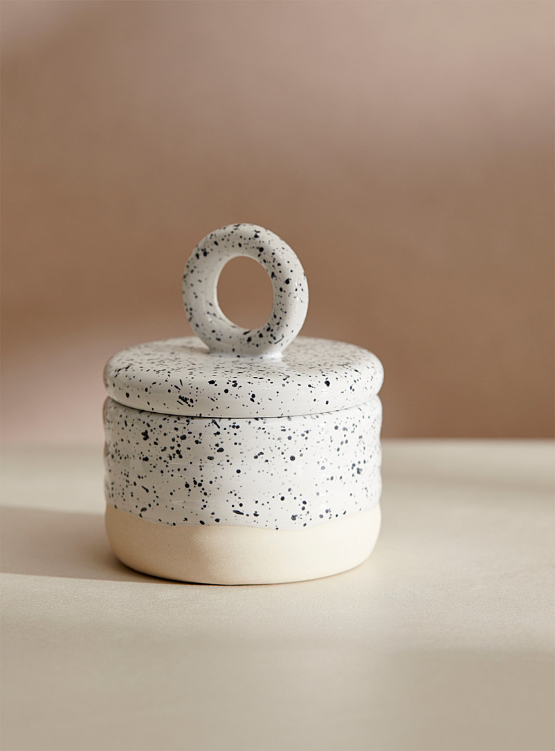 Simons Maison Off White Speckled ceramic decorative jar