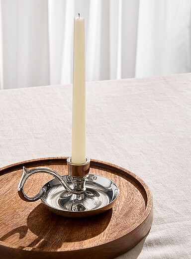 Chrome metal candle holder