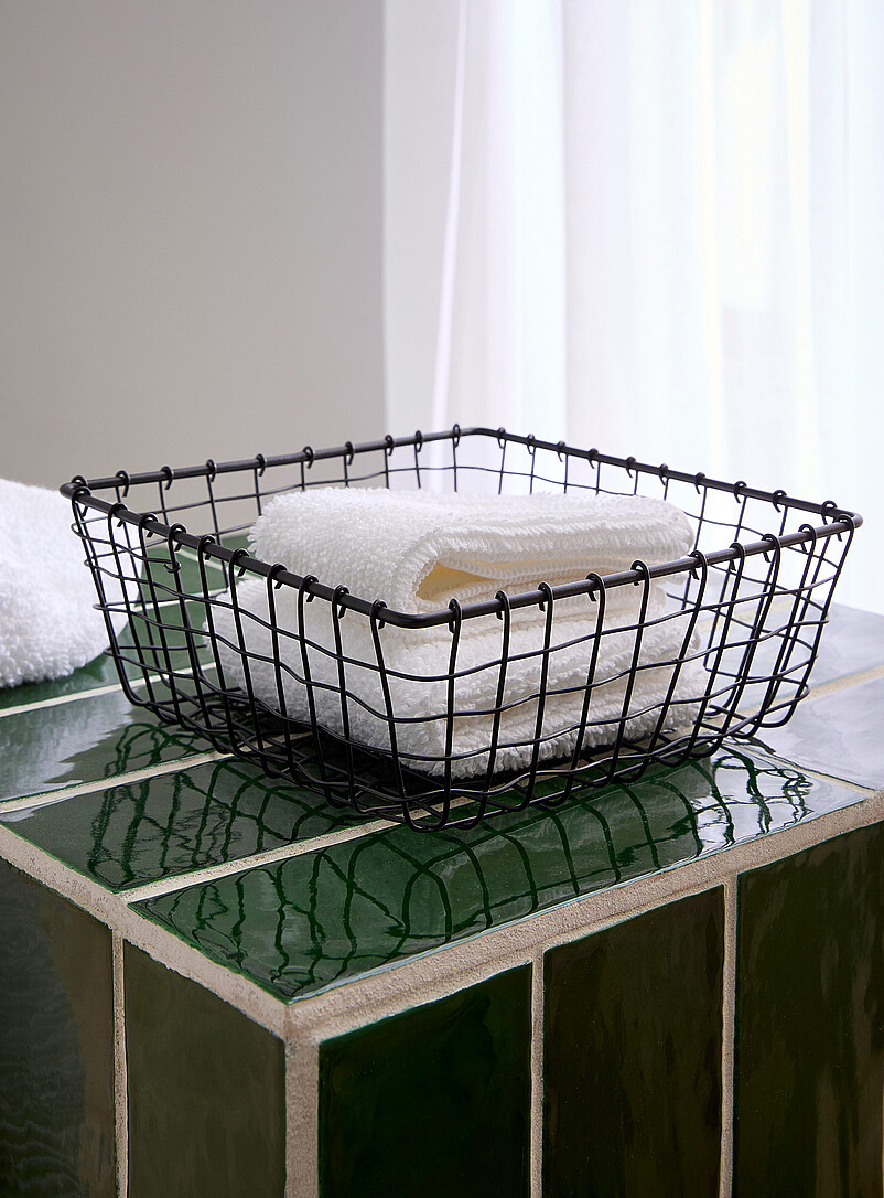 Panier Suspendu Grillagé Métal - Rangement Cuisine/Salle De Bain - Bronze 25x32x14.5cm - 1