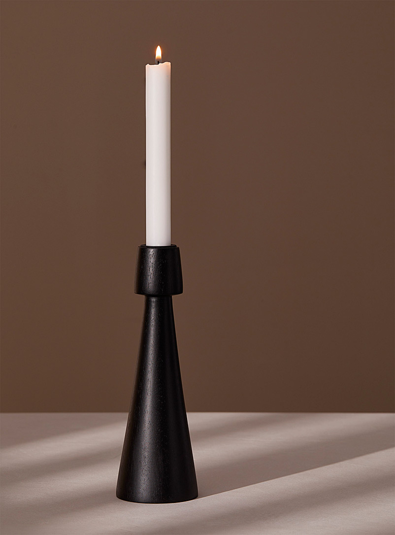 Simons Maison Black Geometric wooden candleholder