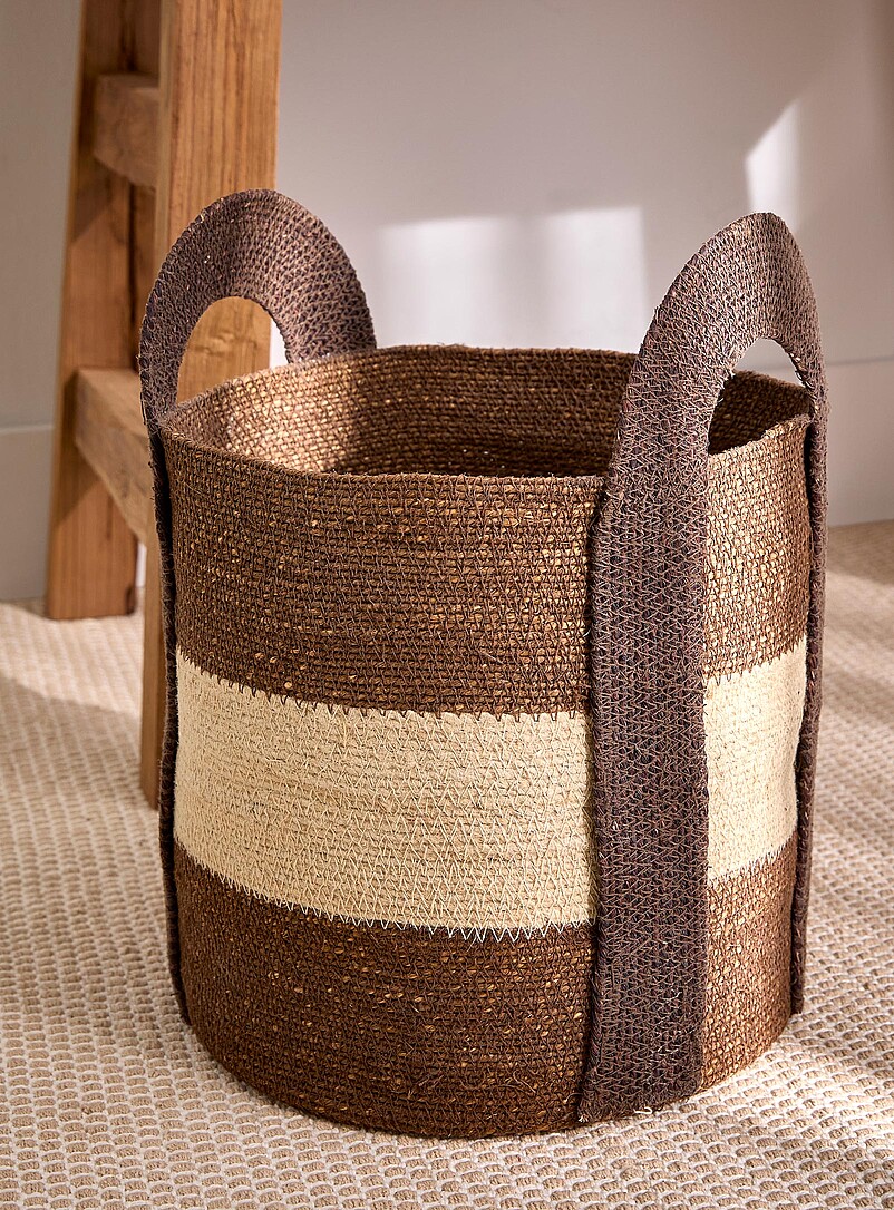 Simon Round Two-tone seagrass large round handled basket | Simons Maison | | Simons