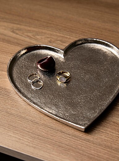 Simons Maison Silver Heart-shaped textured metal tray