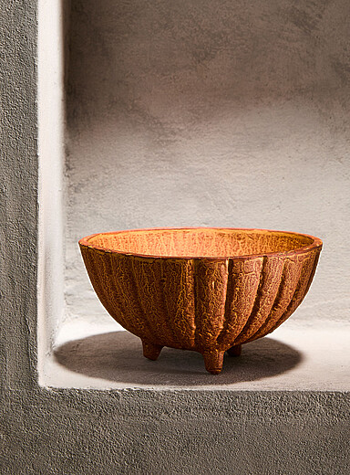 Le bol sur pattes sillons terracotta