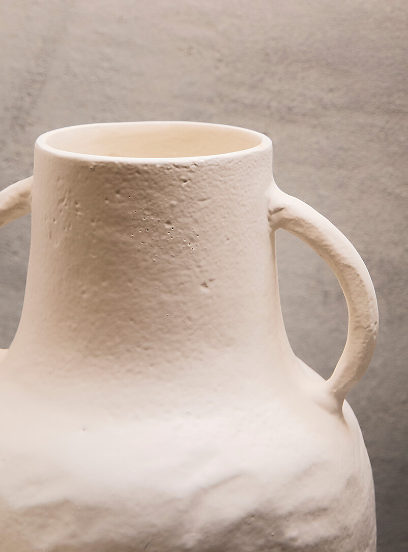 Simons Maison White White two-handle textured ceramic vase