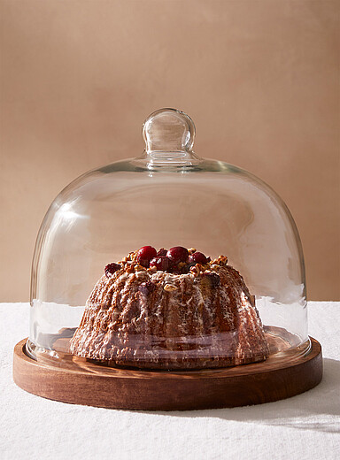 Cake stand with glass bell