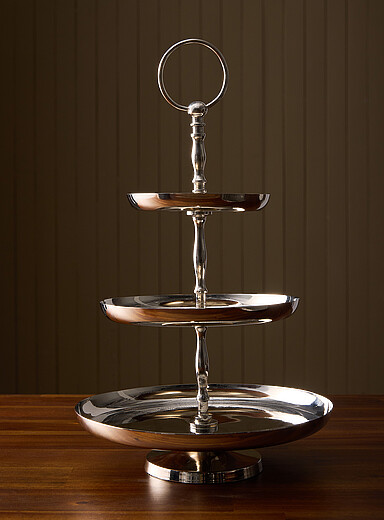 Three-tier metallic cake stand
