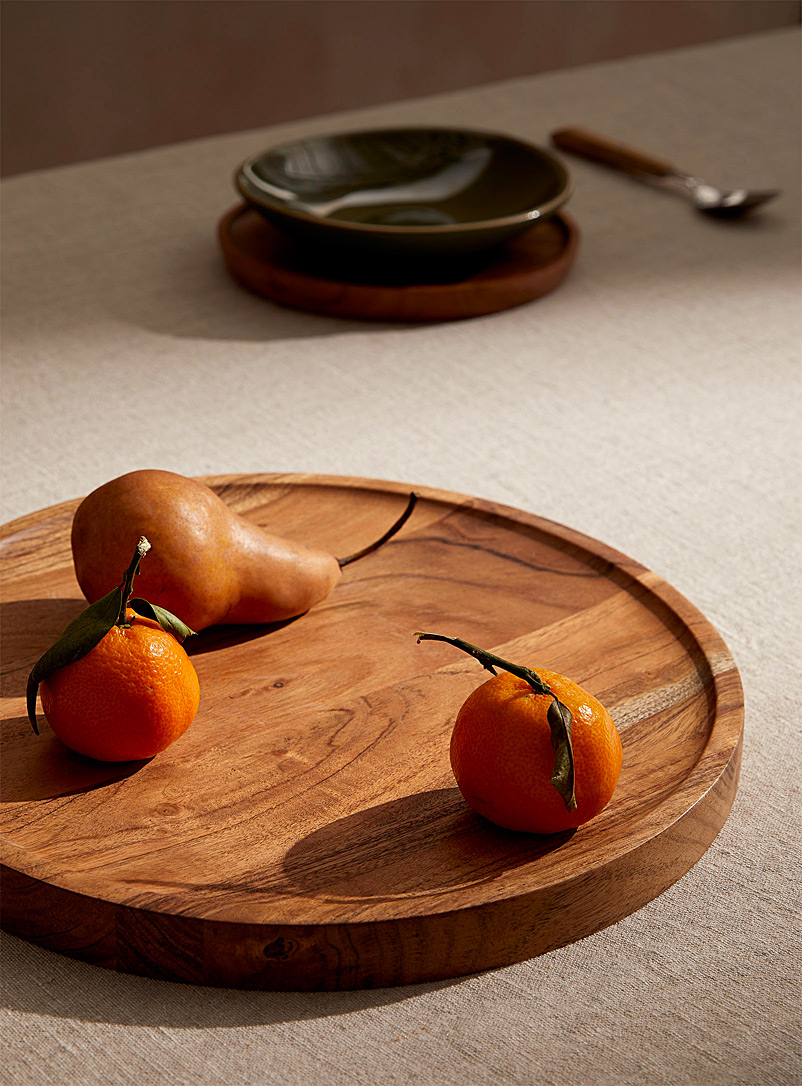 Round Wooden Serving Tray