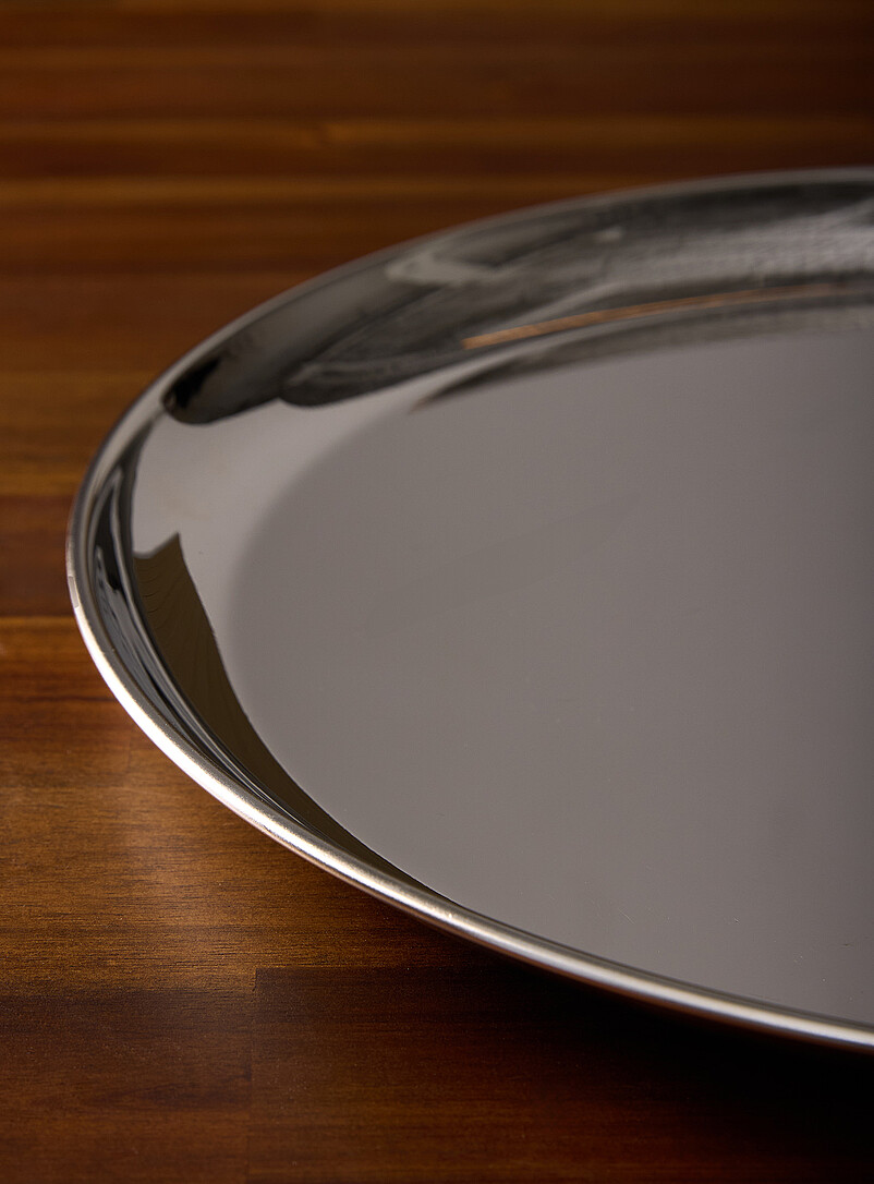 Large round metallic serving tray product image 2