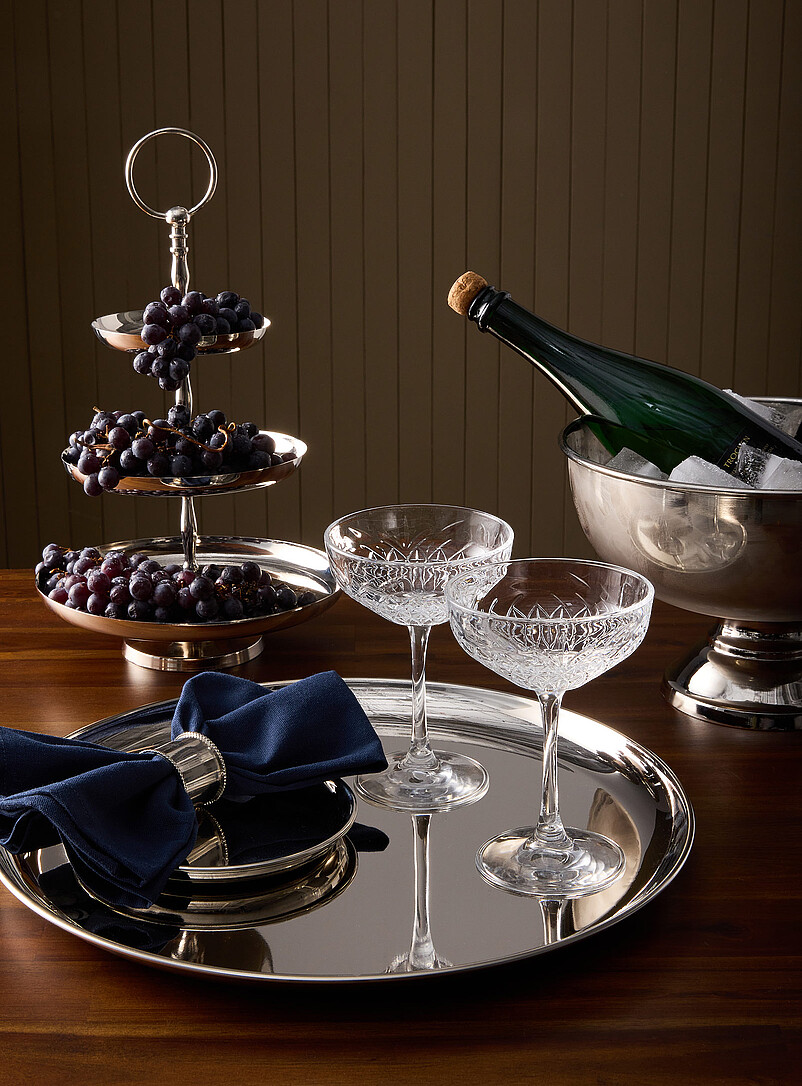 Large round metallic serving tray product image 3
