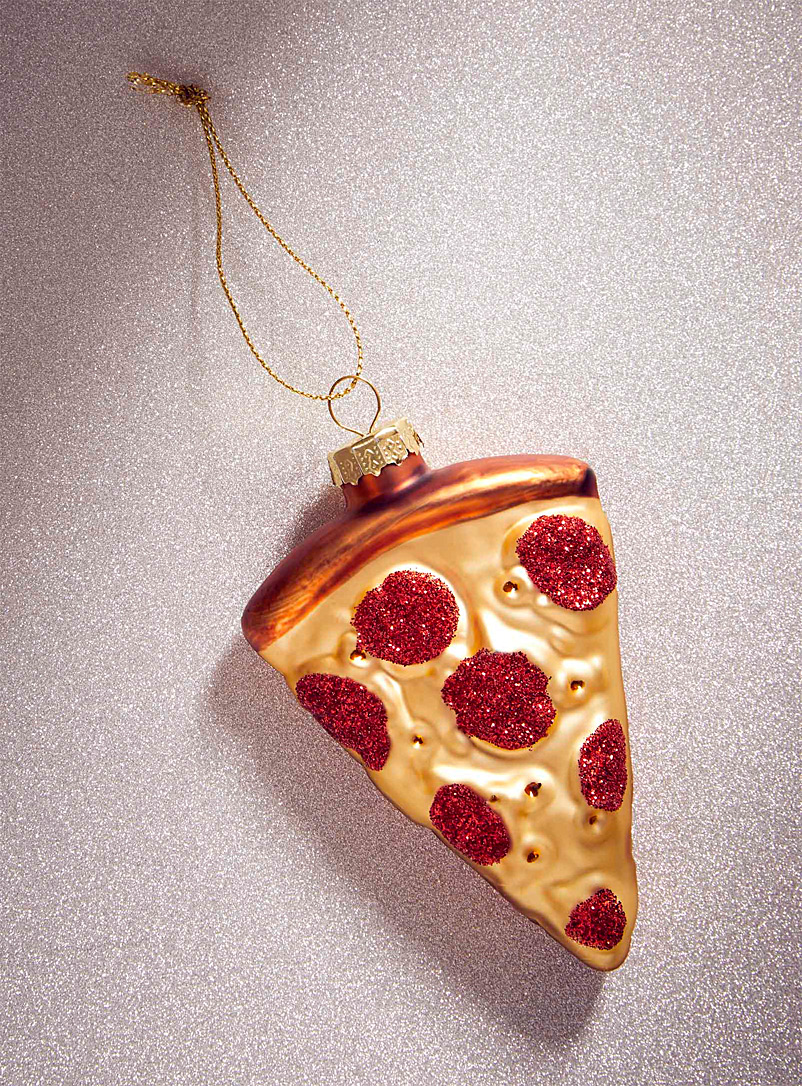 Simons Maison: L'ornement en verre pizza scintillante Assorti