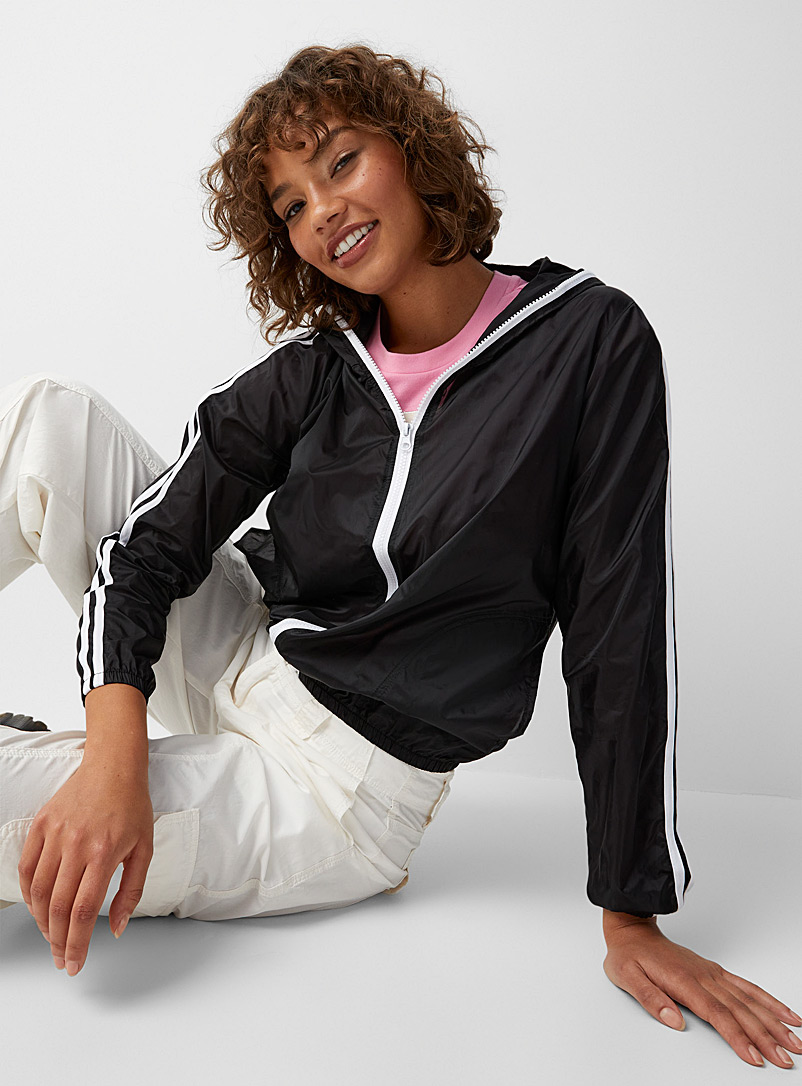 Twik Black Sporty stripes nylon jacket for women