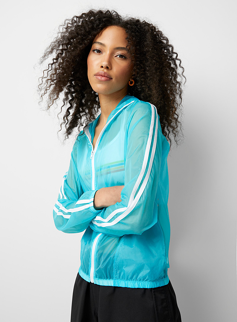 Twik Slate Blue Sporty stripes nylon jacket for women