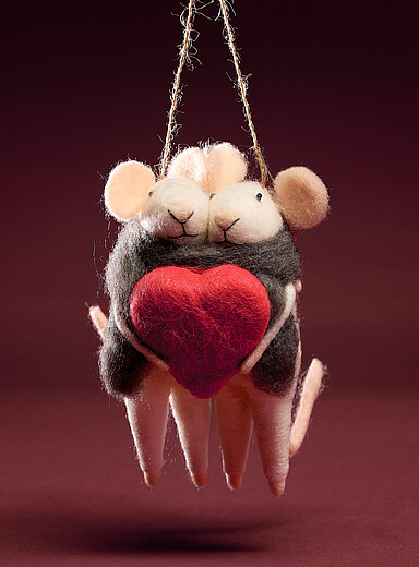 Les ornements souris c&oelig;ur &agrave; c&oelig;ur Ensemble de 2 <b>Collection de No&euml;l</b>