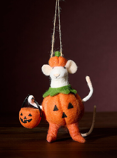 Mouse in pumpkin costume ornament <b>Halloween Collection</b>
