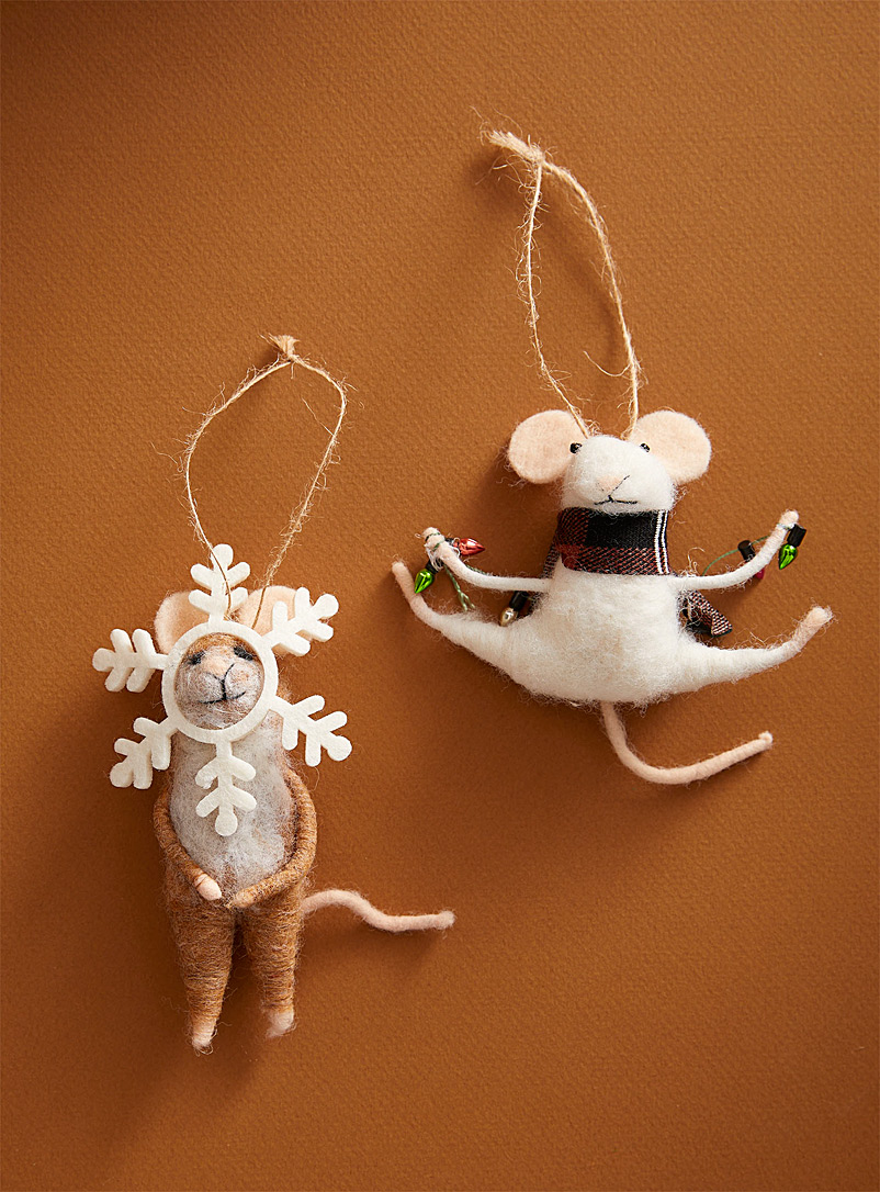 Simons Maison Assorted Festive mice ornaments Set of 2