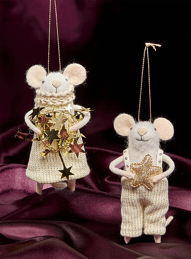 Les ornements souris &eacute;toiles scintillantes Ensemble de 2 <b>Collection de No&euml;l</b>