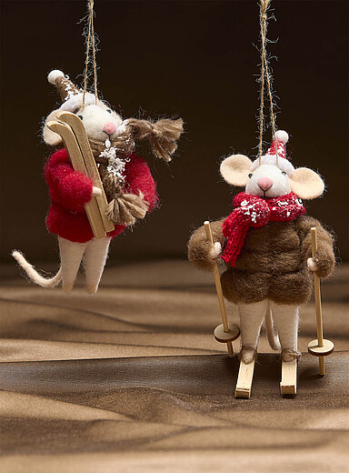 Les ornements souris en ski Ensemble de 2 <b>Collection de No&euml;l</b>