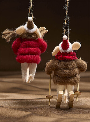 Les ornements souris en ski Ensemble de 2 <b>Collection de No&euml;l</b>