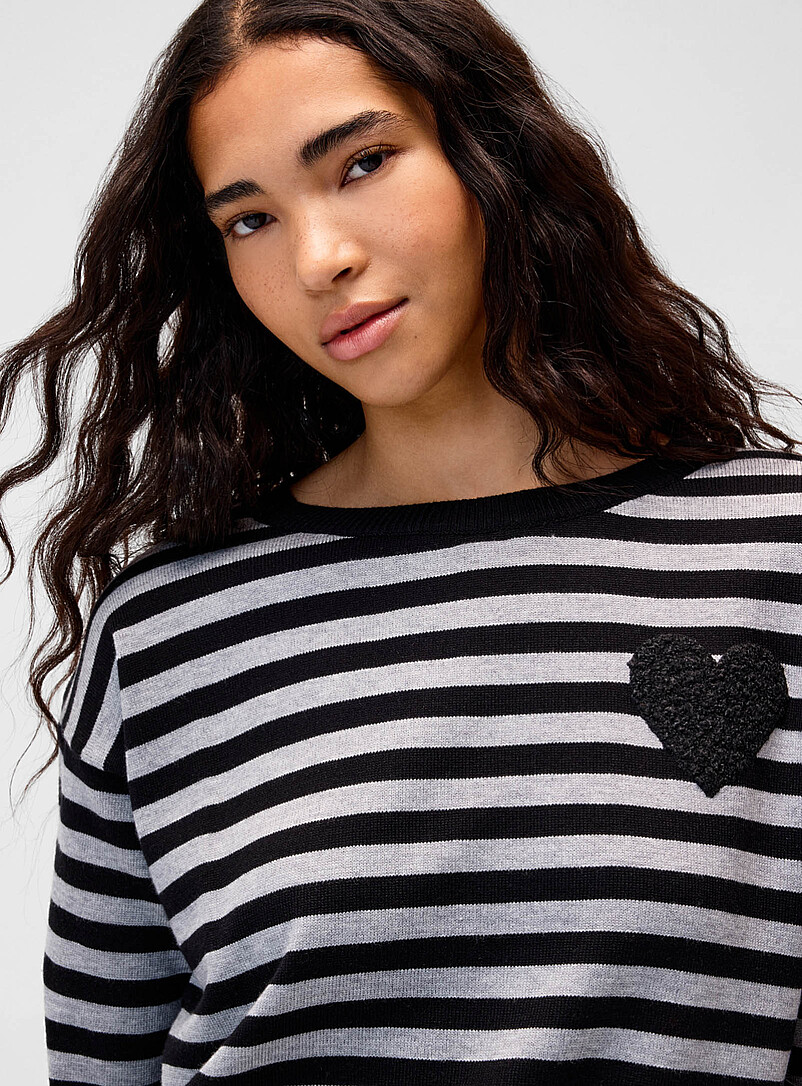 Fleece heart striped sweater product image 2