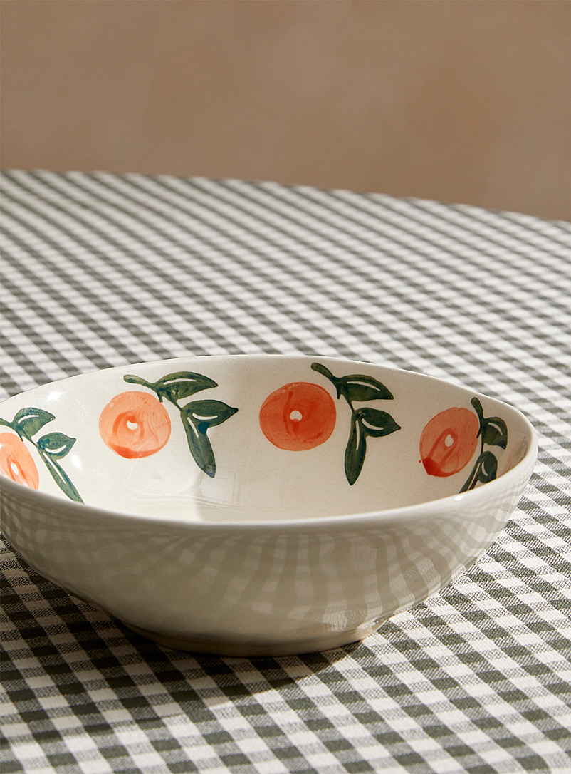 Simons Maison Cream Beige Abstract flowers embossed bowl