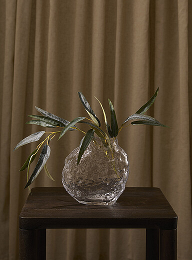 Irregular embossed glass vase