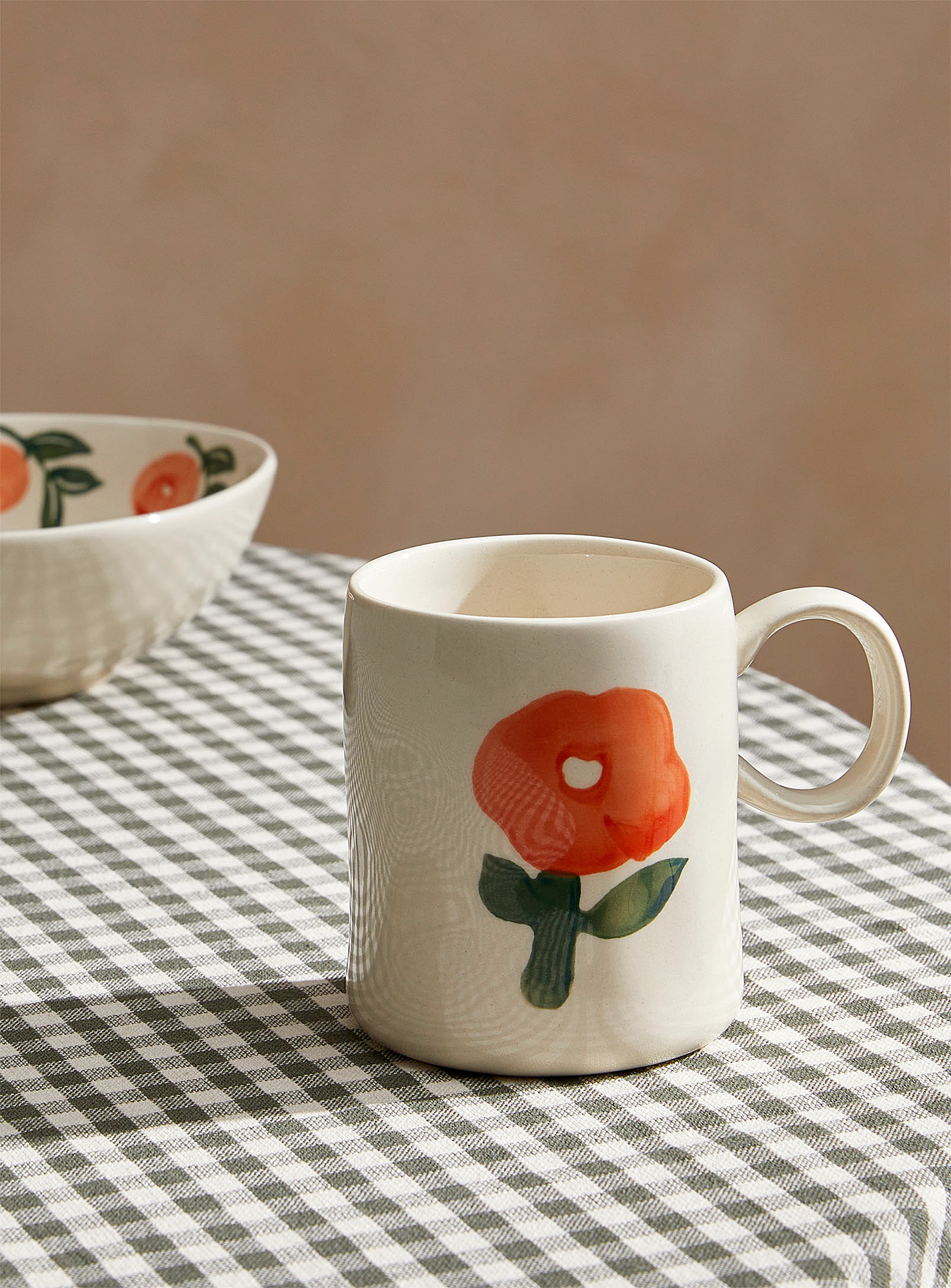 Simons Maison Abstract Flower Embossed Mug In Cream Beige