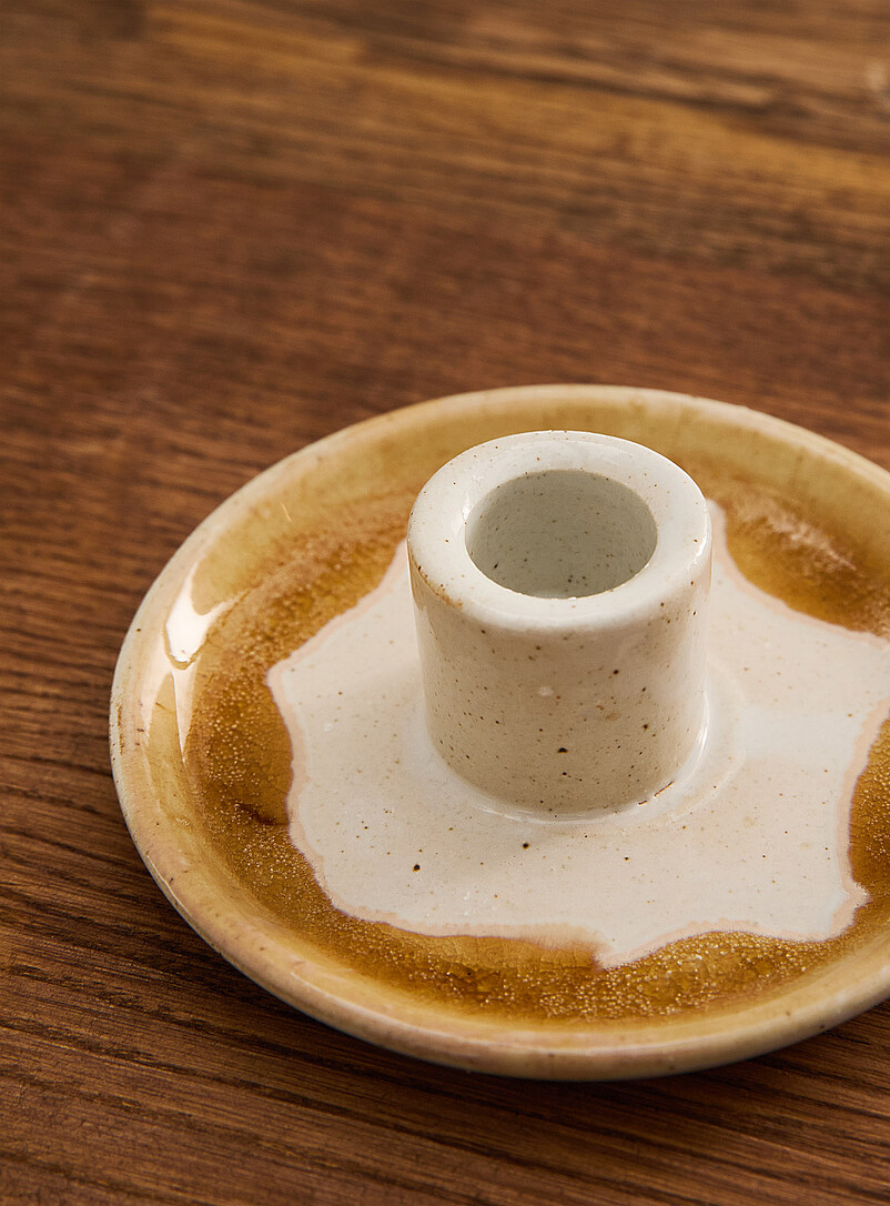 Speckled glazed ceramic candleholder product image 2