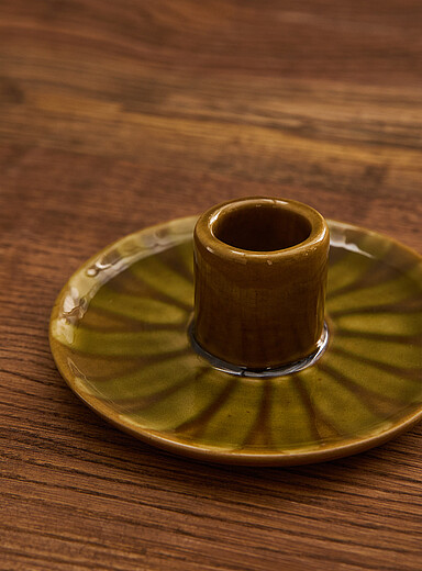 Speckled glazed ceramic candleholder