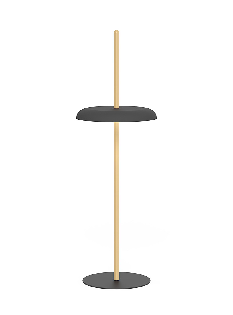 Pablo Designs Black Nivél floor lamp with solid oak pole