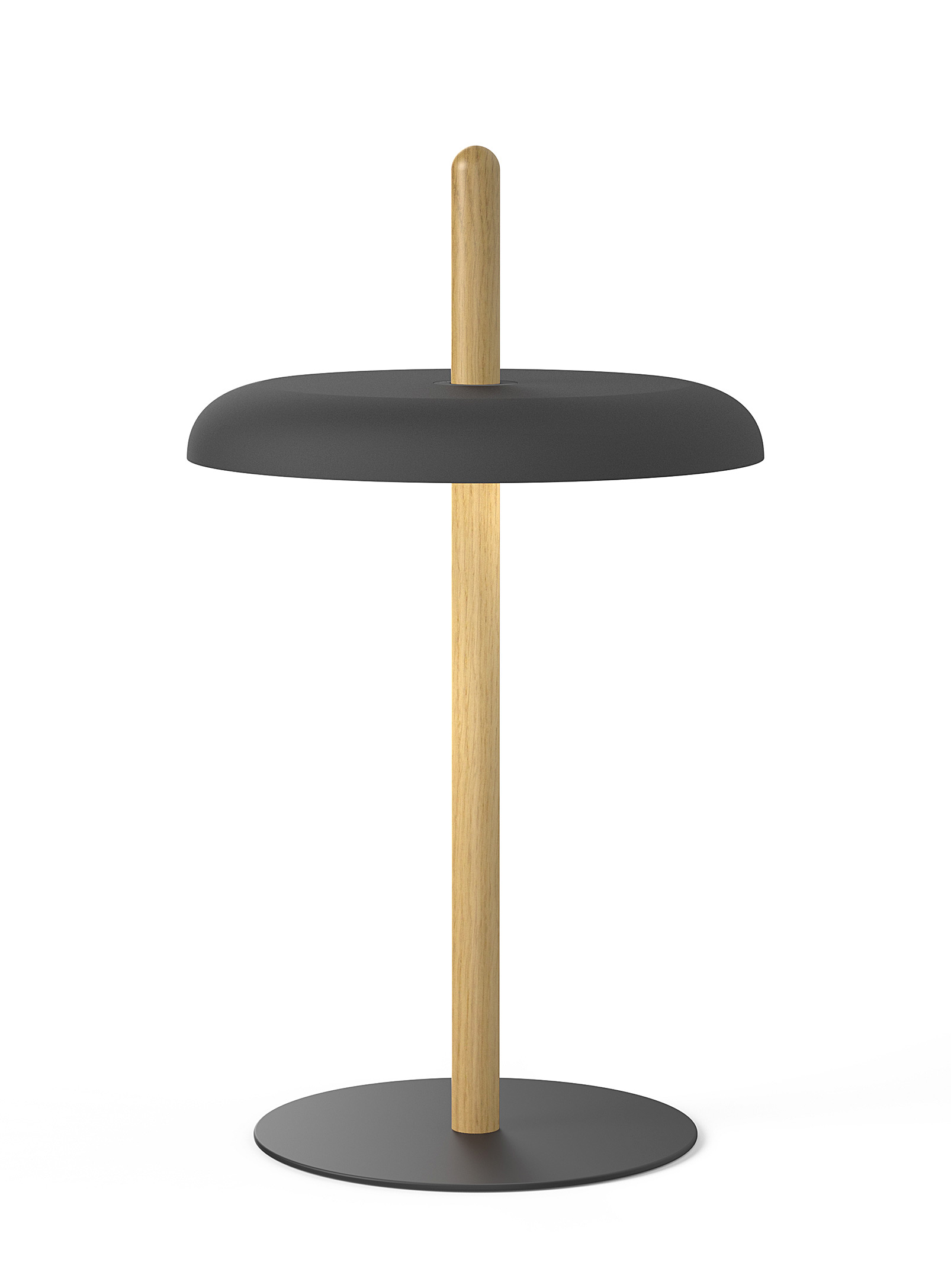 Pablo Designs Nivél Table Lamp With Solid Oak Pole In Black